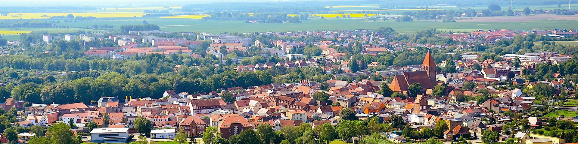 Luftbild des Ortes Grimmen