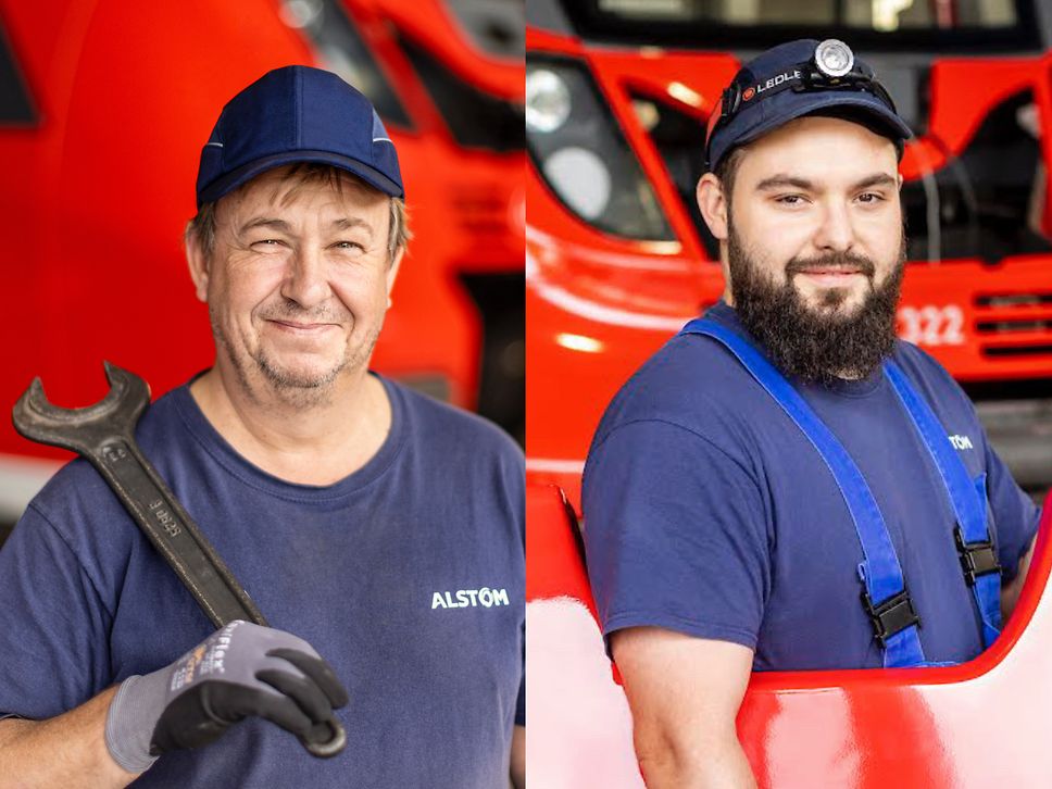 Zwei Kollegen im Portrait die bei Alstom arbeiten