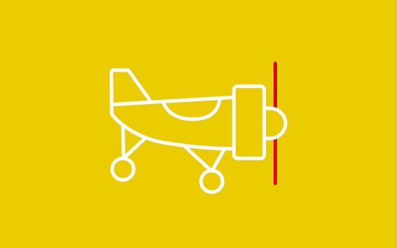 Grafik eines Flugzeugs auf gelbem Grund