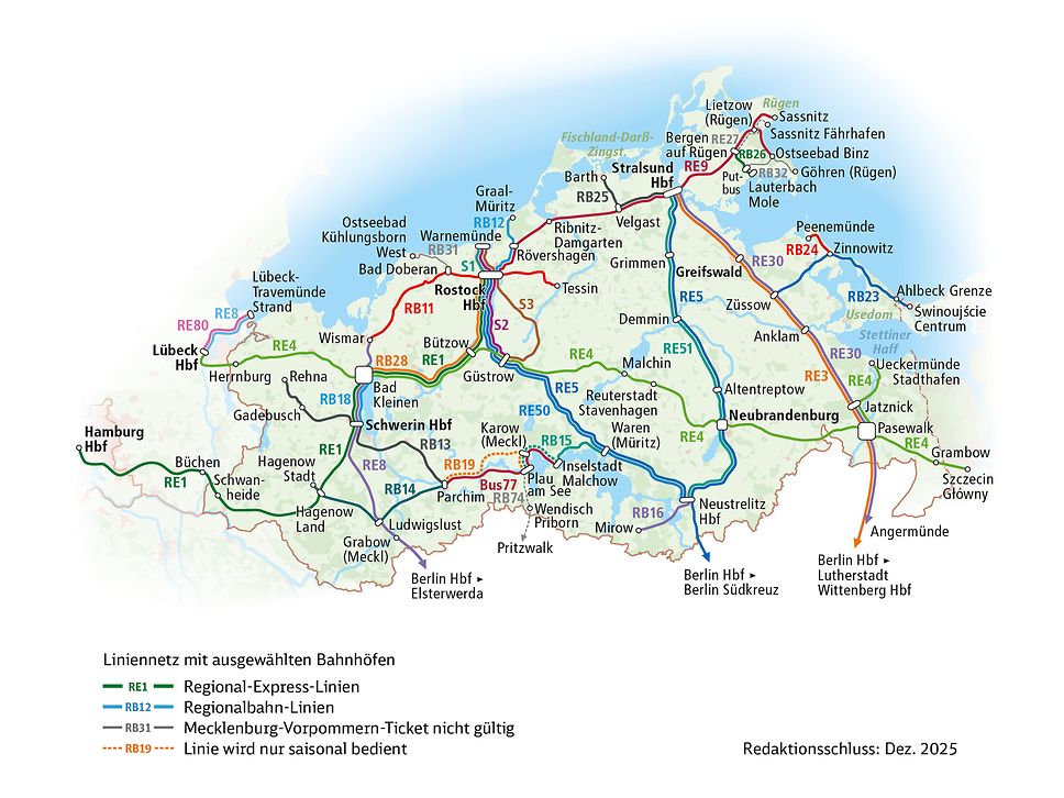 Karte Geltungsbereich Mecklenburg-Vorpommern-Ticket