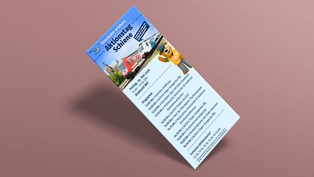 Ansicht der Vorderseite des Flyers zum Aktionstag Schiene 2026